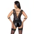Cottelli Bondage - mežģīņu bodijs ar kakla siksnu melns - M