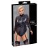 Cottelli Bondage Plus Size - mežģīņu piedurknes bodijs (melns)