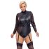 Cottelli Bondage Plus Size - mežģīņu piedurknes bodijs (melns)