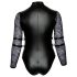 Cottelli Bondage Plus Size - mežģīņu piedurknes bodijs (melns)
