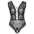 Cottelli Curves plus size caurspīdīgs rakstains bodijs melns