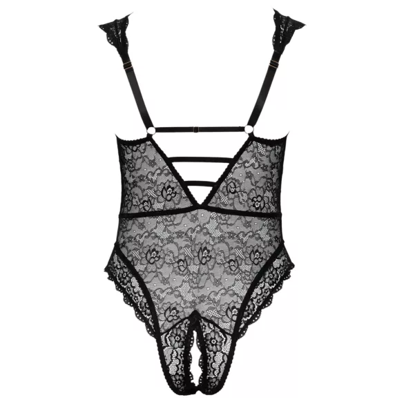 Cottelli Curves plus size caurspīdīgs rakstains bodijs melns