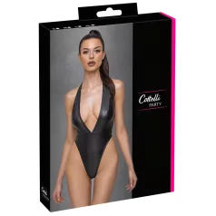   Cottelli Party - sieviešu spīdīgs bodijs ar kakla lenci melns