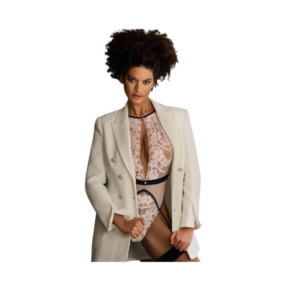 Obsessive Lilines - ķermeņa bodijs ar zeķturiem rozā - L/XL