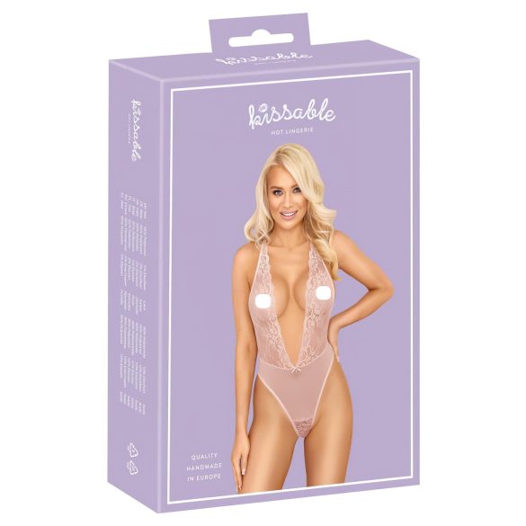 Kissable - mežģīņu bodijs rozā - L/XL