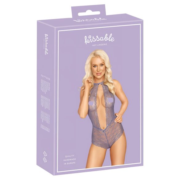 Skūpstāmā mežģīņu bodijs ar kakla lenci (violets)