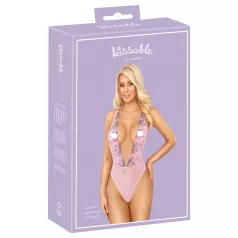   Kissable - sieviešu mežģīņu izšuvuma bodijs rozā - L/XL
