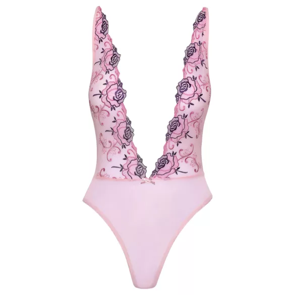 Kissable - sieviešu mežģīņu izšuvuma bodijs rozā - L/XL