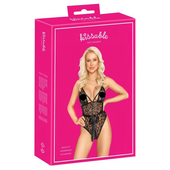 Skūpstāms - mežģīņu bodijs (melns) - L/XL