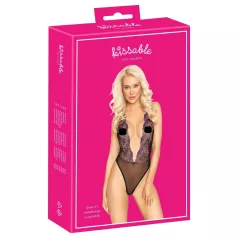 Kissable - rozā izšuvuma melna bodija - L/XL