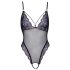 Cottelli izšūti atvērti mežģīņu bodiji (melni-violetti) - XL