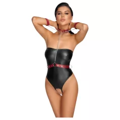 Cottelli Bondage - spīdīgs bodijs un roku aproces (melns)