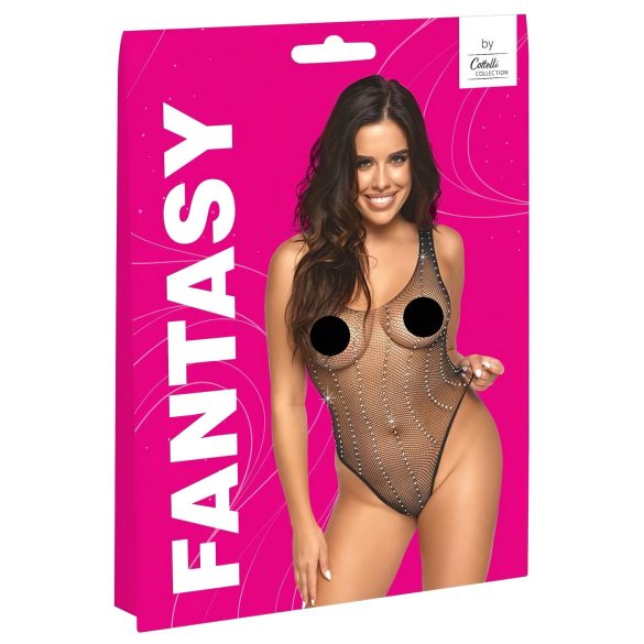 Cottelli - sieviešu bodijs ar tīkliņu un strasām melns S-L