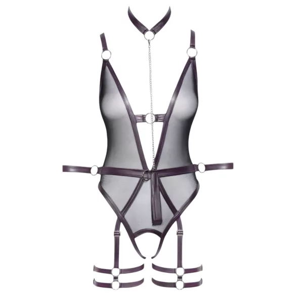 Cottelli Bondage - atvērts bodijs ar roku saitēm (melns) - M