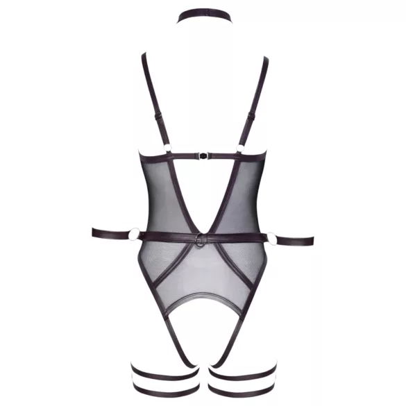 Cottelli Bondage - atvērts bodijs ar roku saitēm (melns) - M