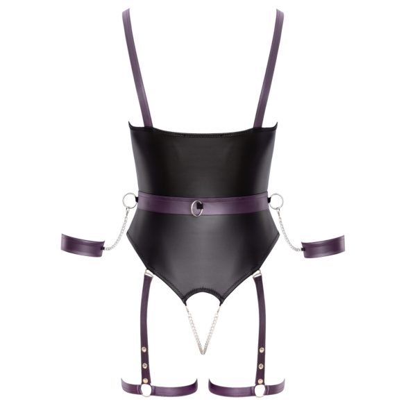 Cottelli - atvērta bodija bondage ar rokudzelžiem (melna)