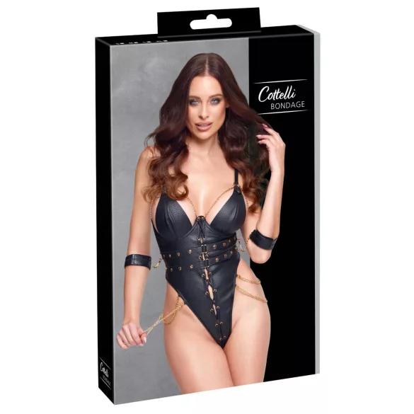 Cottelli - ķēdīšu bondage bodijs (melns) - L