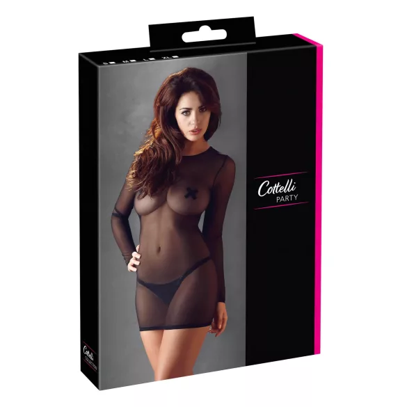 Cottelli - caurspīdīga kleita melna - XL