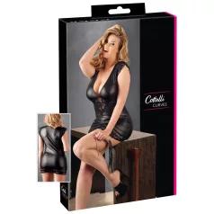   Cottelli plus size sieviešu spīdīga kleita ar mežģīnēm melna - XXL