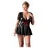 Cottelli Plus Size - Mirdzoša kleita ar sarkanu korseti (melna) - XXL