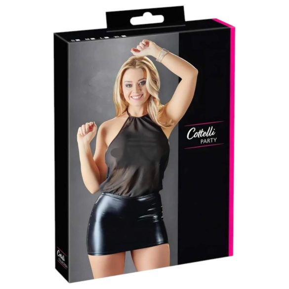 Cottelli - spīdīga šifona kleita (melna) - XL