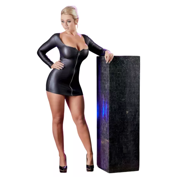 Cottelli - sieviešu mini kleita ar rāvējslēdzēju un rhinestones melna