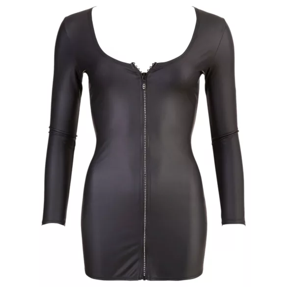 Cottelli - sieviešu mini kleita ar rāvējslēdzēju un rhinestones melna