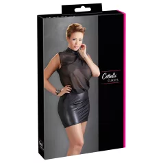   Cottelli plus size sieviešu spīdīga šifona kleita melna - 2XL