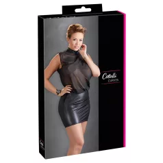   Cottelli plus size sieviešu spīdīga šifona kleita melna - 3XL