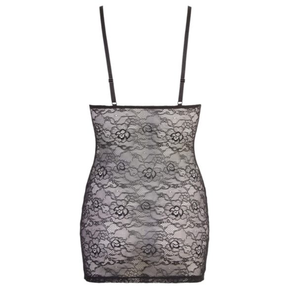 Cottelli - spīdīga svītraina mežģīņu kleita (melna) - L