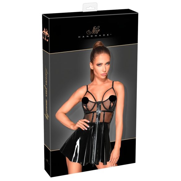 Noir - tīkliņdetalu lakādas kleita (melna) - XL