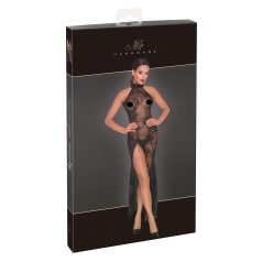 Noir - caurspīdīga garā kleita ar ziedu rakstu melna - M