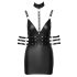 Cottelli Bondage - spīdīga augstās apkakles mini kleita (melna) - XL