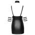 Cottelli Bondage - spīdīga augstās apkakles mini kleita (melna) - XL
