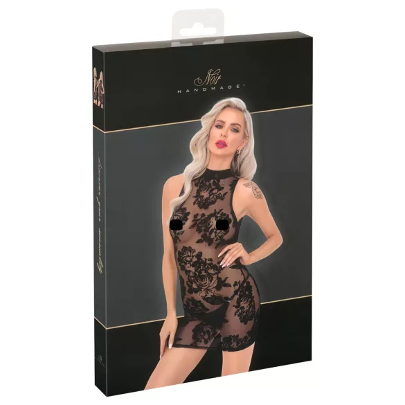 Noir - rozā bezpiedurkņu mini kleita (melna)