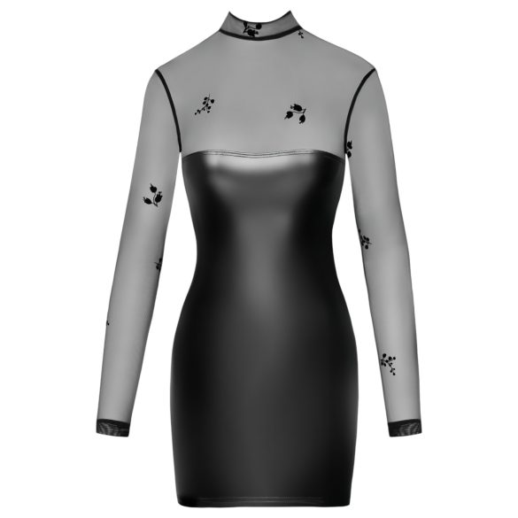 Noir - caurspīdīga spīdīga kleita ar augšdaļu melna