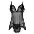 Cottelli - Viegla, mežģīņota babydoll (melna) - L