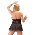 Cottelli Plus Size - mežģīņu viegls babydolls (melns)