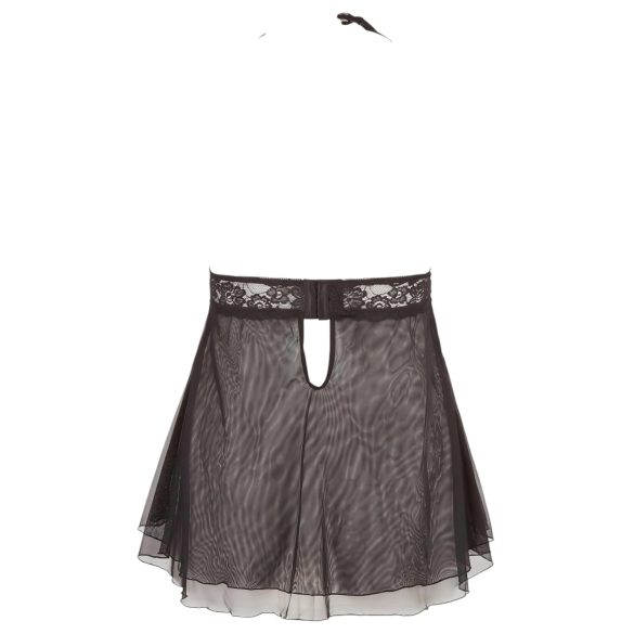 Cottelli Plus Size - mežģīņu gaisīgais babydoll (melns) - 3XL