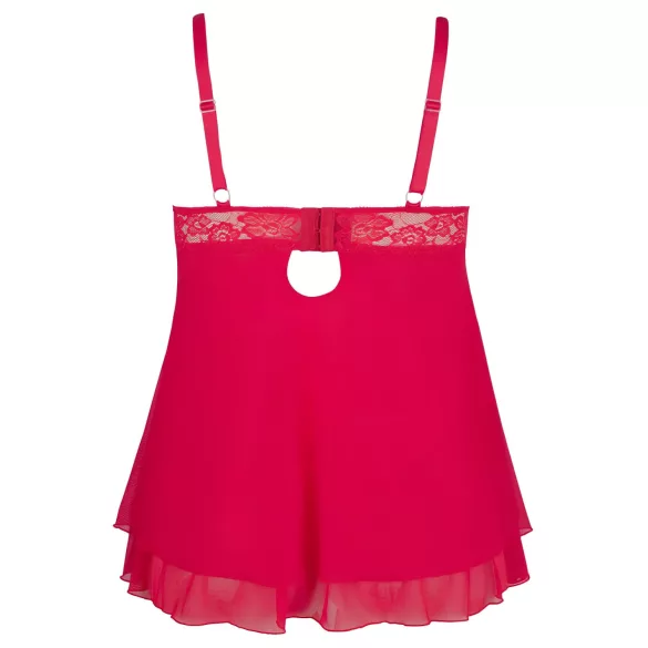 Cottelli plus size babydoll ar mežģīnēm sarkans - 2XL