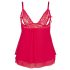 Cottelli Plus Size - mežģīņu gaisīgais babydolls (sarkans) - 3XL