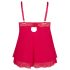 Cottelli Plus Size - mežģīņu gaisīgais babydolls (sarkans) - 3XL
