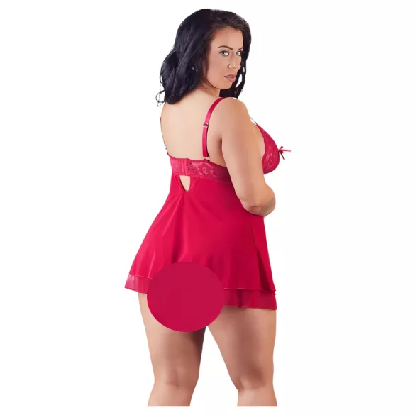 Cottelli plus size babydoll ar mežģīnēm sarkans - 4XL