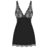 Obsessive Luvae - sieviešu naktskleita ar ziedu un strasām, tanga, melna - L/XL
