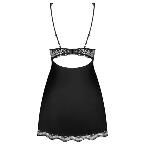 Obsessive Luvae - sieviešu naktskleita ar ziedu un strasām, tanga, melna - L/XL