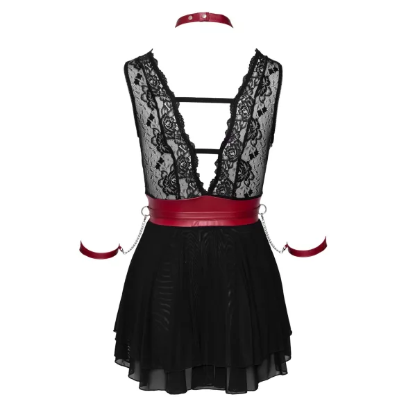 Cottelli Bondage - mežģīņu babydoll ar kakla siksnu (melns) - L