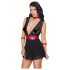 Cottelli Bondage - mežģīņu babydoll ar kakla siksnu (melns) - XL