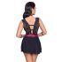 Cottelli Bondage - mežģīņu babydoll ar kakla siksnu (melns) - XL