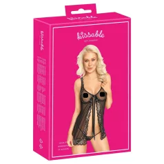 Skūpstāms - atvērts babydoll (melns)