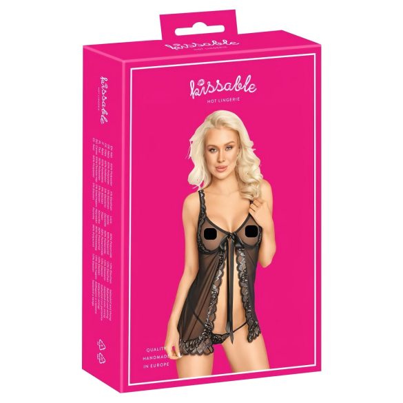 Skūpstāma - atvērta babydoll kleitiņa (melna)